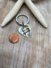 Load image into Gallery viewer, Stainless steel Guitar Pick keychain, You are my sunshine with sun design, Engraved Guitar Pick, Inspirational, Gift for him, key chain