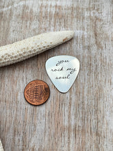 Load image into Gallery viewer, you rock my soul guitar pick - Stainless steel - gift for him - engraved guitar pick Silver tone pick gift for husband Valentine's Day gift