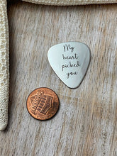 Load image into Gallery viewer, My heart picked you engraved guitar pick - Stainless steel - gift for him - Silver tone pick gift for husband Valentine's Day gift