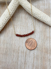 Load image into Gallery viewer, Garnet gemstone bar necklace - January Birthstone jewelry - 14k gold filled beaded bar necklace - Gift for her - Birthday gift for friend