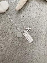 Load image into Gallery viewer, it matters to this one Necklace - Sterling Silver - Hand Stamped with starfish Charm and Genuine Sea Glass - Rectangle Charm adoption gift