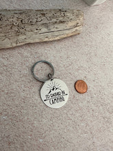 Load image into Gallery viewer, I'd rather be camping keychain - silver tone stainless steel engraved key ring - gift for friend - outdoor lovers mountain gift