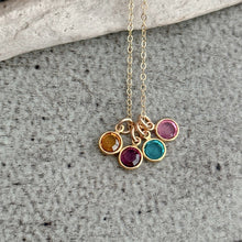 Load image into Gallery viewer, gold birthstone necklace shown with 4 crystals