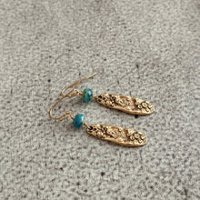 Load image into Gallery viewer, Mussel Shell Earrings - gold with aqua Czech glass beads - dangle earrings - choice of color, blue, mint sea inspired beach earrings