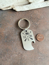 Load image into Gallery viewer, Washington Home keychain with arrows - stainless steel bottle opener keychain - gift for him - - beer bottle opener key ring