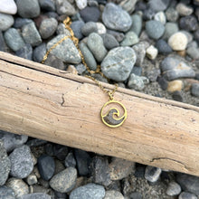 Load image into Gallery viewer, Whidbey Island beach sand necklace, stainless steel wave necklace with beach sand, Washington State, Home necklace, Beach jewelry, wave gift