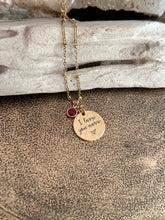 Load image into Gallery viewer, I love you more necklace - gold pewter and stainless steel necklace - personalized with crystal birthstones Valentine's Day gift for wife
