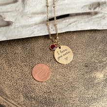 Load image into Gallery viewer, I love you more necklace - gold pewter and stainless steel necklace - personalized with crystal birthstones Valentine's Day gift for wife
