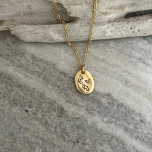 Load image into Gallery viewer, Small Oval Whidbey Island Necklace - Choice of Silver or Gold pewter organic shaped - stainless steel chain - Whidbey Island with Heart