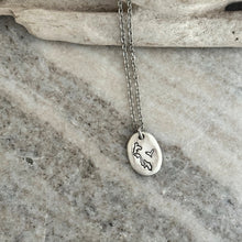 Load image into Gallery viewer, Small Oval Whidbey Island Necklace - Choice of Silver or Gold pewter organic shaped - stainless steel chain - Whidbey Island with Heart