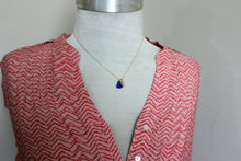 Load image into Gallery viewer, Cobalt blue genuine sea glass and 14k gold filled initial charm and chain, Beach Jewelry, Personalized Monogram necklace - Deep ocean blue