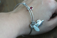 Load image into Gallery viewer, Sea Turtle Charm Bracelet - stainless steel adjustable beach bangle bracelet genuine sea glass Swarovski crystal birthstone gift for friend