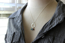 Load image into Gallery viewer, Sterling Silver Family Circle Necklace, Childrens Birthstones, Hammered Washer Swarovski Crystal Birthstones, Mothers Day gift Necklace
