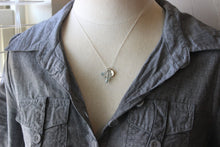 Load image into Gallery viewer, Sterling silver Personalized Puffy Cross Charm Necklace with Genuine Sea Glass and Mini Initial Charm, Swarovski Crystal Birthstone - Custom