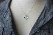 Load image into Gallery viewer, Sterling silver celtic cross Necklace with personalized Initial Charm disk and Swarovski crystal birthstone, Irish necklace, Birthday gift