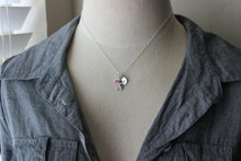 Load image into Gallery viewer, Sterling Silver Mermaid Charm Necklace, Personalized Initial letter disc, and Swarovski Crystal Birthstone, Customized Beach Jewelry