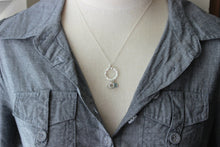 Load image into Gallery viewer, Family Circle Necklace, Childrens Birthstones, Sterling Silver Hammered Washer Necklace, Swarovski Crystal Birthstones, Mothers Necklace