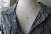 Load image into Gallery viewer, Genuine sea glass necklace with Swarovski crystal pearl and 14k Gold Filled chain,Beach Glass necklace, Simple summer jewelry