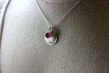 Load image into Gallery viewer, Sterling silver angel wing memorial necklace with name or Mom, Swarovski Crystal Birthstone, Loss Sympathy necklace, Remembrance Necklace
