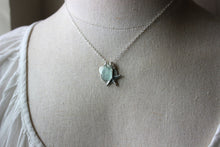 Load image into Gallery viewer, the sea is in my soul, Sterling silver, Hand Stamped, Starfish Charm and Initial Letter Charm, Beach Jewelry, genuine sea glass necklace