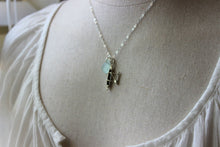 Load image into Gallery viewer, Sterling Silver Canoe Charm Necklace with Sea Glass Seafoam, White or Green Personalize Outrigger, Paddler, Watersports, Hawaii Outdoors