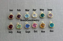 Load image into Gallery viewer, Hand Stamped Bronze Heart and 14k Gold filled chain Grandma Necklace, Personalized with Swarovski Crystal Birthstones, Grandmother Granny