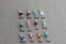 Load image into Gallery viewer, Baby name necklace - Sterling silver with heart - Personalized with Name and Swarovski Crystal Birthstone - new mom birthstone necklace