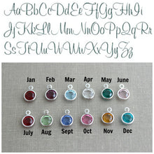 Load image into Gallery viewer, Children's name Bracelet with Family Tree - Hand stamped - stainless steel bracelet - Swarovski crystal birthstones wire bangle gift for Mom