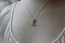 Load image into Gallery viewer, Whale tail Necklace with Genuine Sea glass and Personalized Initial charm disc, Sterling Silver Beach Jewelry, Eco Friendly Fashion mermaid