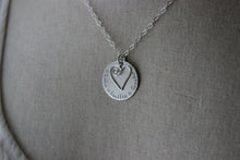 Load image into Gallery viewer, Sterling Swirl heart and Children's names, Sterling Silver Mom Necklace Gift for Grandma, Nana, Momma, Personalized Disk Multiple names