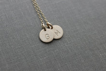 Load image into Gallery viewer, 14k gold filled Initial Jewelry, personalized Initial Necklace Simple Monogram - Initial Charms Rustic, Multiple Charms Mom Christmas Gift