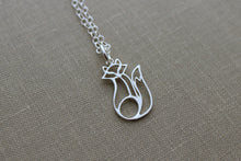 Load image into Gallery viewer, Sterling silver fox necklace - Woodland Necklace - 925 sterling silver, wild animal necklace, small charm necklace, gift for her