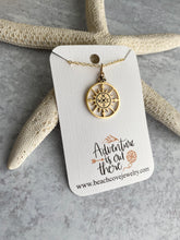 Load image into Gallery viewer, Compass necklace - Gold filled cable chain with bronze compass charm - adventure is out there - graduation gift for her