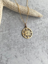 Load image into Gallery viewer, Compass necklace - Gold filled cable chain with bronze compass charm - adventure is out there - graduation gift for her