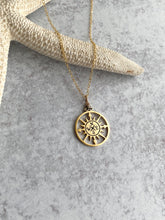 Load image into Gallery viewer, Compass necklace - Gold filled cable chain with bronze compass charm - adventure is out there - graduation gift for her