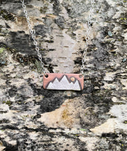Load image into Gallery viewer, Mountain range necklace - mixed metal rustic copper and sterling silver with bronze sun