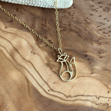 Load image into Gallery viewer, Fox Charm Necklace, Gold Vermeil Fox Charm with 14k gold filled cable chain, Foxy Lady, Woodland forest creature
