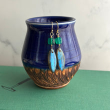 Load image into Gallery viewer, 14k Gold Filled Green Onyx &amp; Labradorite Dangle Earrings
