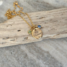 Load image into Gallery viewer, My Blessings necklace - gold pewter and stainless steel necklace - personalized with crystal birthstones
