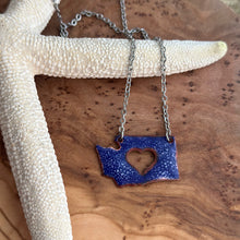 Load image into Gallery viewer, Washington State Necklace, Blue enamel and Stainless steel
