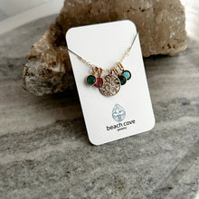 Load image into Gallery viewer, Bronze family tree necklace with 14k gold filled chain and Swarovski Crystal birthstones - Gift for Mom - Family Tree gift, gift for grandma
