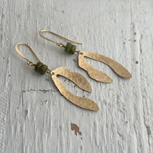 Load image into Gallery viewer, Kelp earrings with green Czech glass beads , sea inspired dangle earrings
