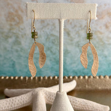 Load image into Gallery viewer, Kelp earrings with green Czech glass beads , sea inspired dangle earrings
