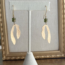 Load image into Gallery viewer, Kelp earrings with green Czech glass beads , sea inspired dangle earrings
