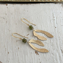 Load image into Gallery viewer, Kelp earrings with green Czech glass beads , sea inspired dangle earrings
