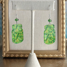 Load image into Gallery viewer, Dill Pickle Jar Earrings with Swarovski crystals - dangle earrings
