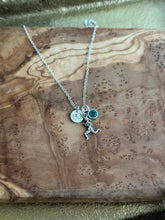 Load image into Gallery viewer, 13.1 Half Marathon Sterling Silver Necklace, Runner Girl Charm, Distance number disc, Crystal Birthstone, Run Commemorative Gift
