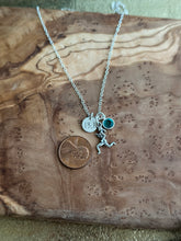 Load image into Gallery viewer, 13.1 Half Marathon Sterling Silver Necklace, Runner Girl Charm, Distance number disc, Crystal Birthstone, Run Commemorative Gift
