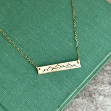 Load image into Gallery viewer, Mountain Necklace - engraved 14k gold filled horizontal skinny bar necklace
