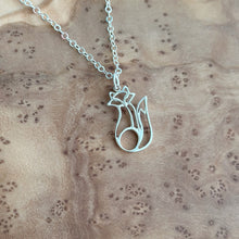 Load image into Gallery viewer, Sterling silver fox necklace - Woodland Necklace - 925 sterling silver, wild animal necklace, small charm necklace, gift for her
